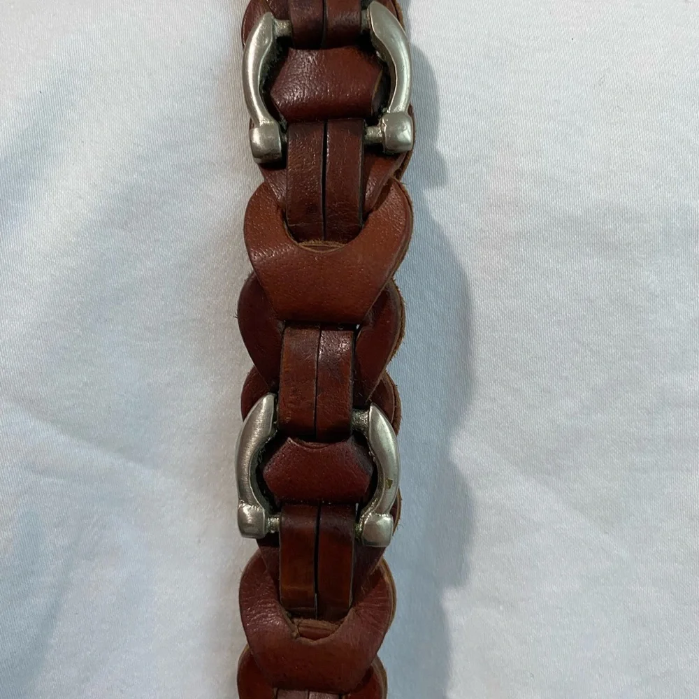 AIMEE LYNN Vintage Brown Women’s Leather Belt Leather Horseshoe bit Belt Sz M